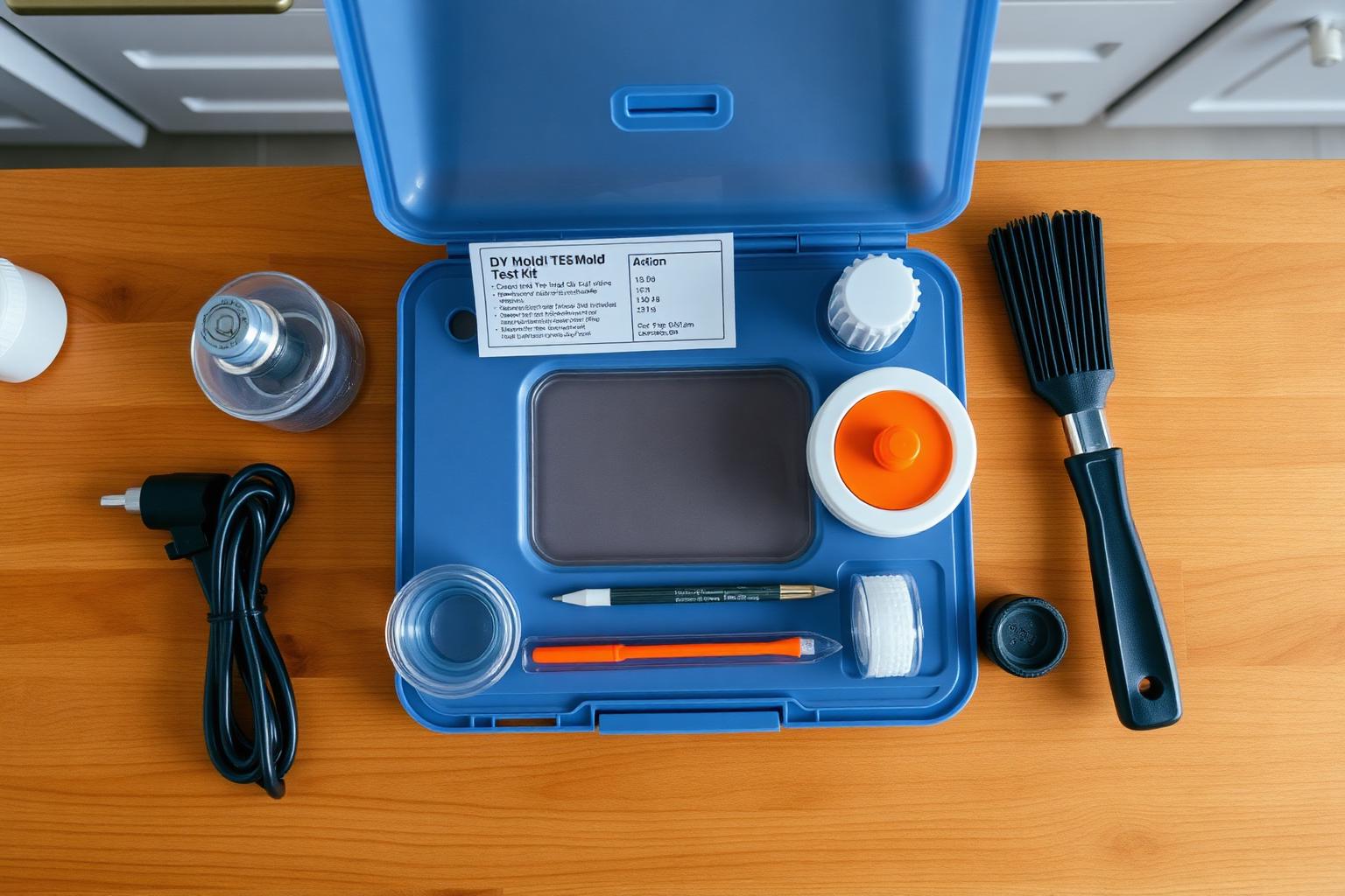 DIY mold test kit on a kitchen counter