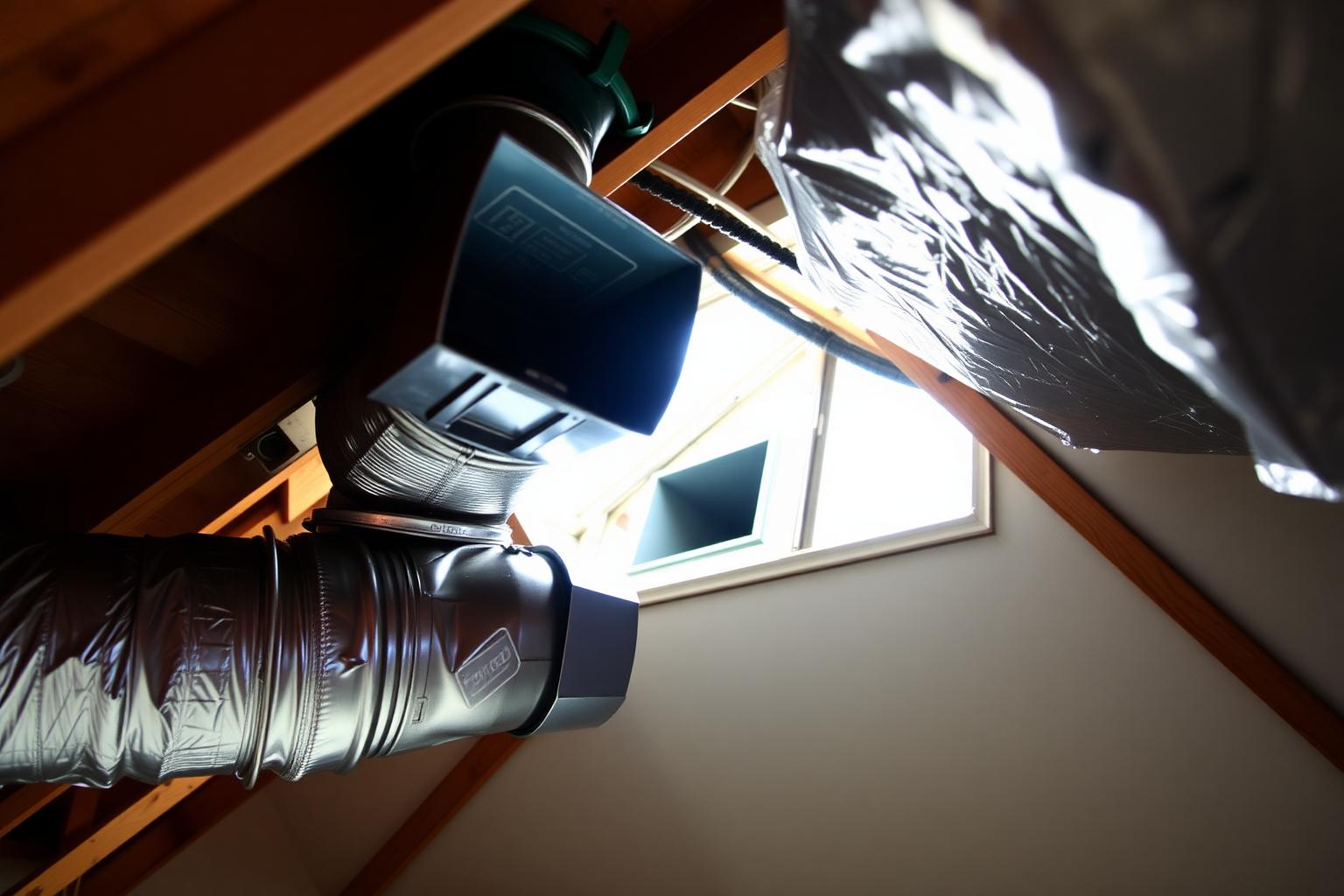 Open HVAC ductwork in an attic